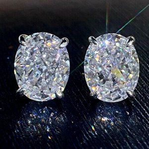 White Cubic Zircon 925 Silver Stud Earrings